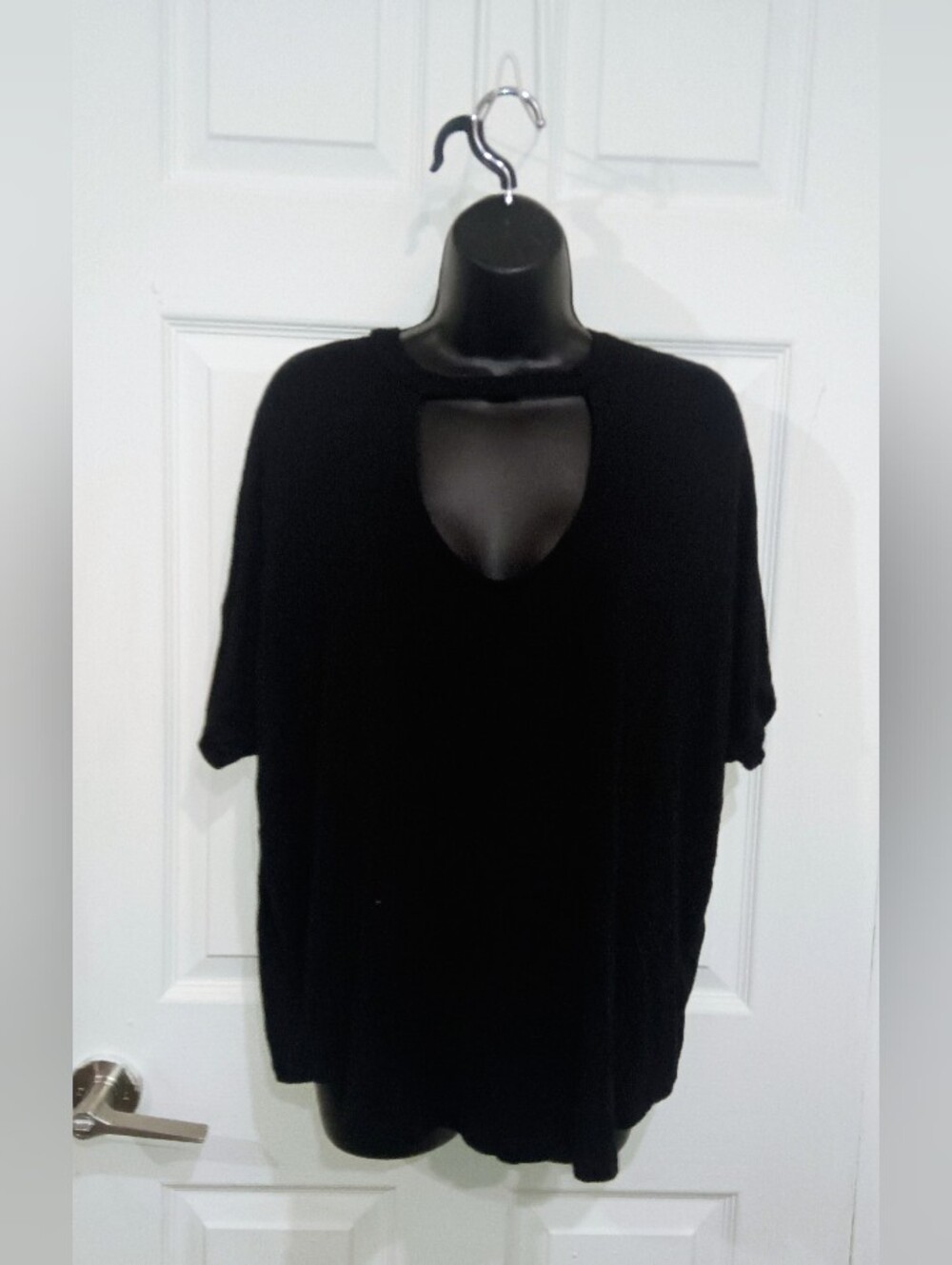 Wishful Park Black Short Sleeve Top with Front Cutout